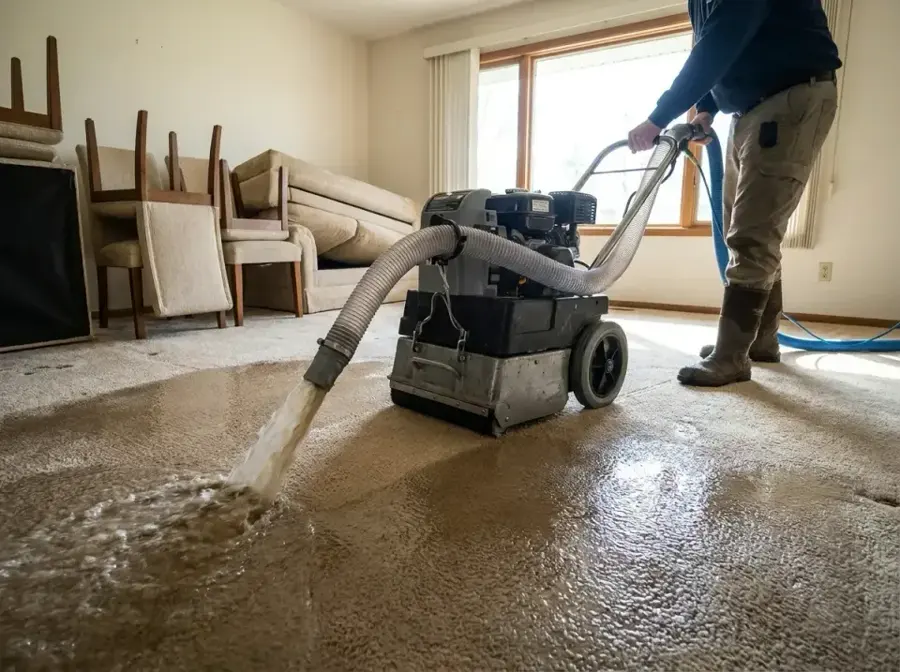 Air movers drying a room after water damage in Sun City, CA