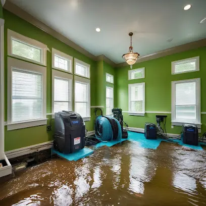 A restoration technician drying a water damaged Sun City, CA home with air movers